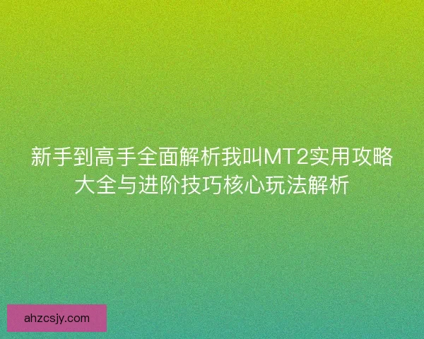 新手到高手全面解析我叫MT2实用攻略大全与进阶技巧核心玩法解析