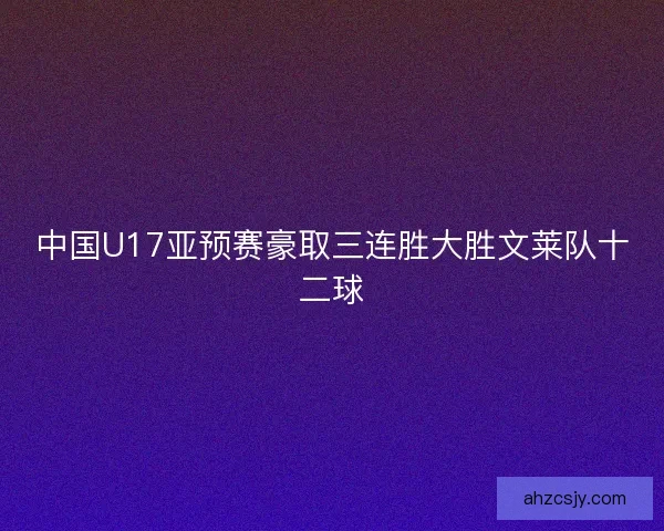 中国U17亚预赛豪取三连胜大胜文莱队十二球 中国U17亚预赛豪取三连胜大胜文莱队十二球